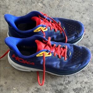 Hoka One One Blue and Red Athletic Shoes